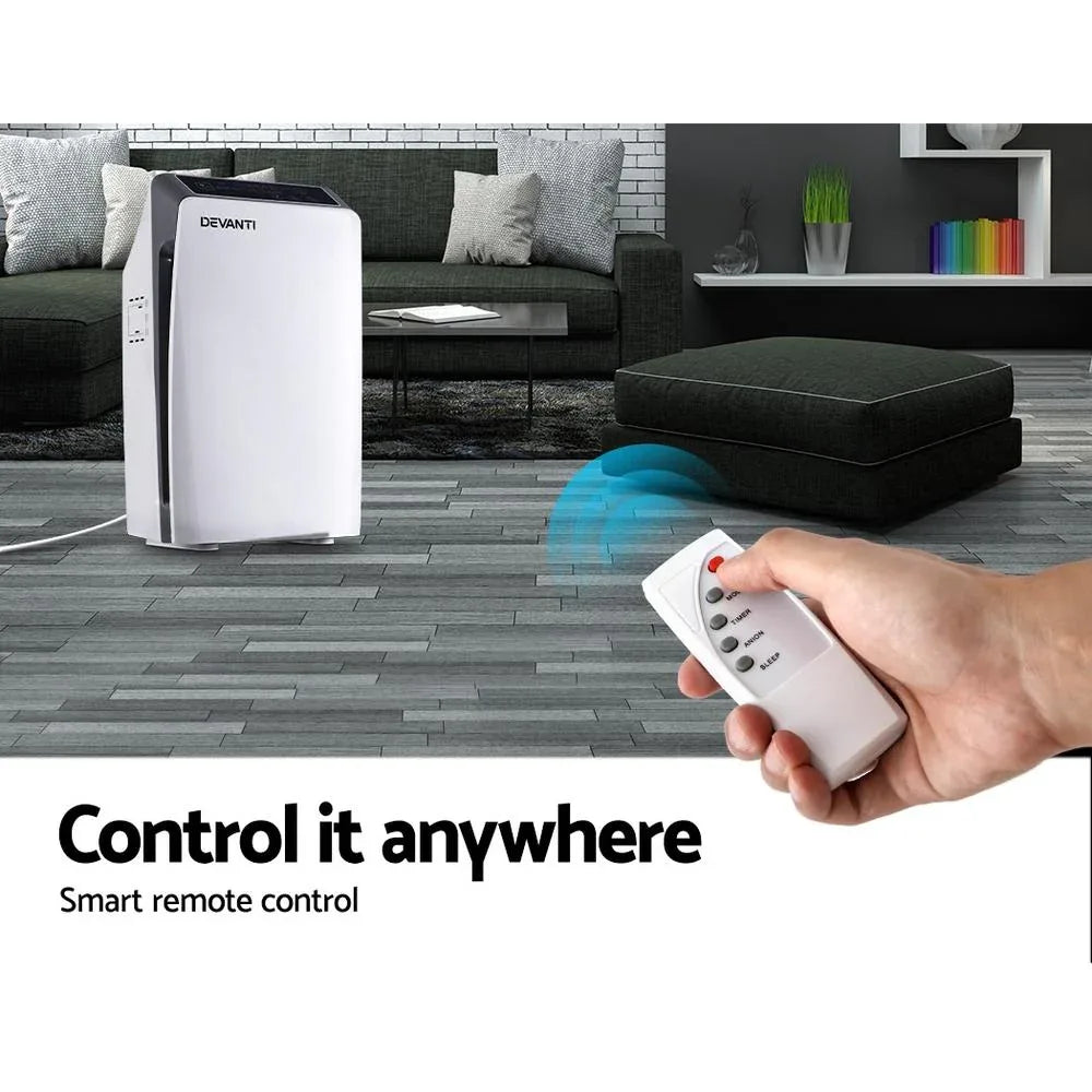 Close-up of the air purifier’s filtration system compartment open to show HEPA filter.