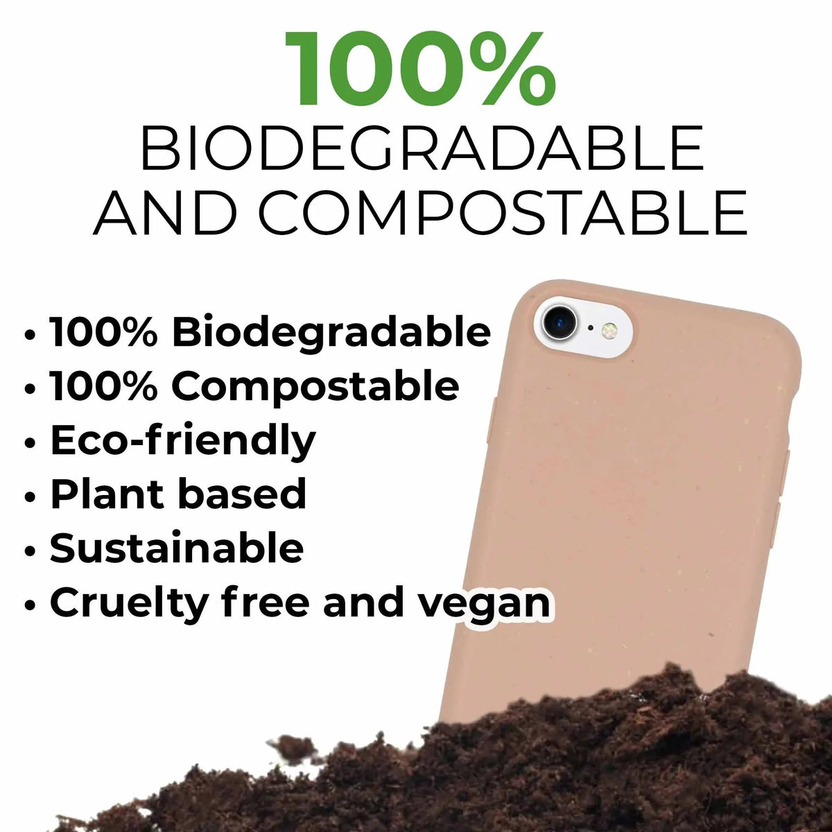Eco-friendly pastel pink phone case made from biodegradable materials displayed clearly.