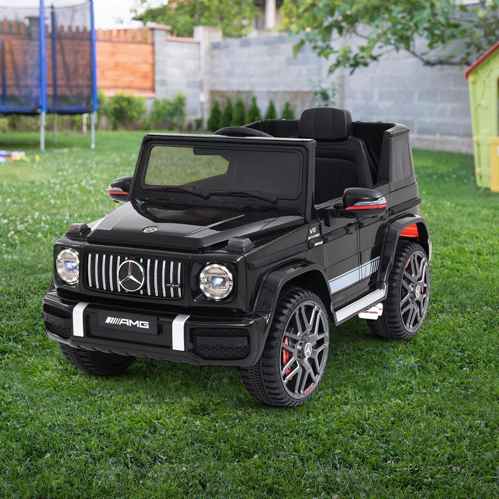Black Mercedes-Benz AMG G63 kids ride on remote control and charger accessories
