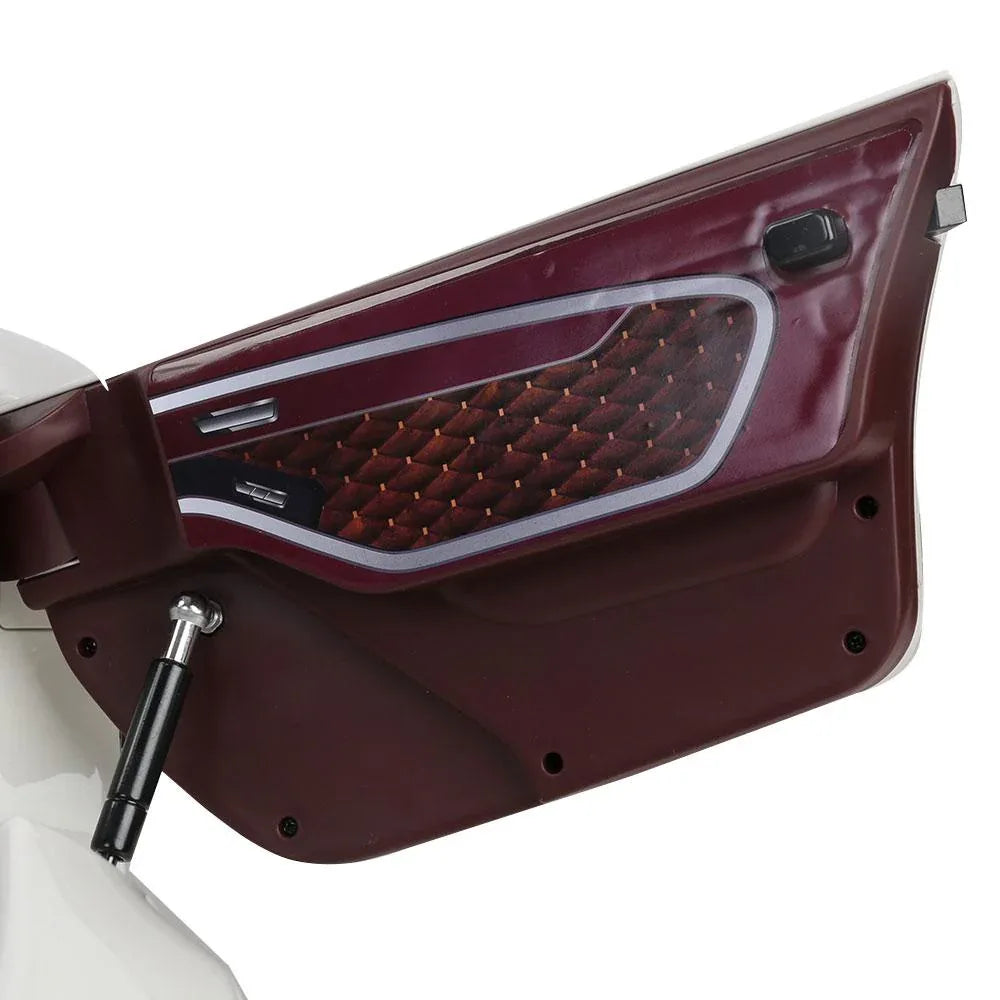 Rear angle of white Bentley Ride On Car with taillights and exhaust details visible.