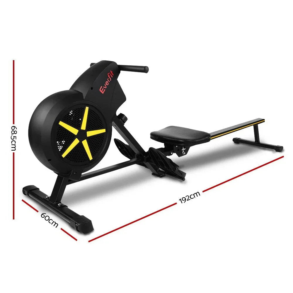 Close-up of large LCD display panel on Everfit Rowing Machine.