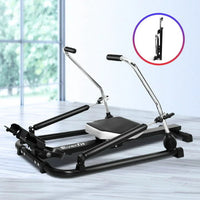 Angled overview of Everfit Rowing Exercise Machine, focusing on durable steel construction and design.