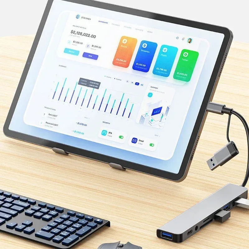 8 in 2 USB +Type C HUB Docking Station with 3.5mm Audio Jack Adapter - Snagva