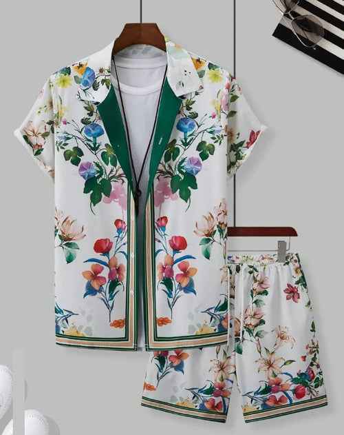 Hawaiian resort wear men beach shorts set