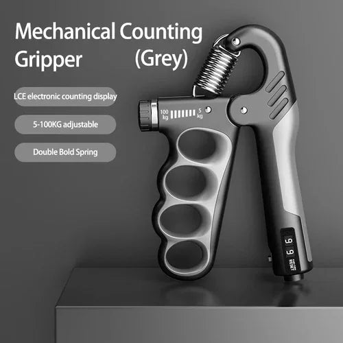 Close-up showing non-slip handle texture and spring mechanism of wrist expander hand strengthener.