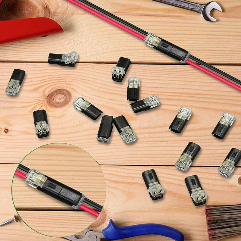 Close-up image focusing on the terminals of the 2 pin way plug connector.