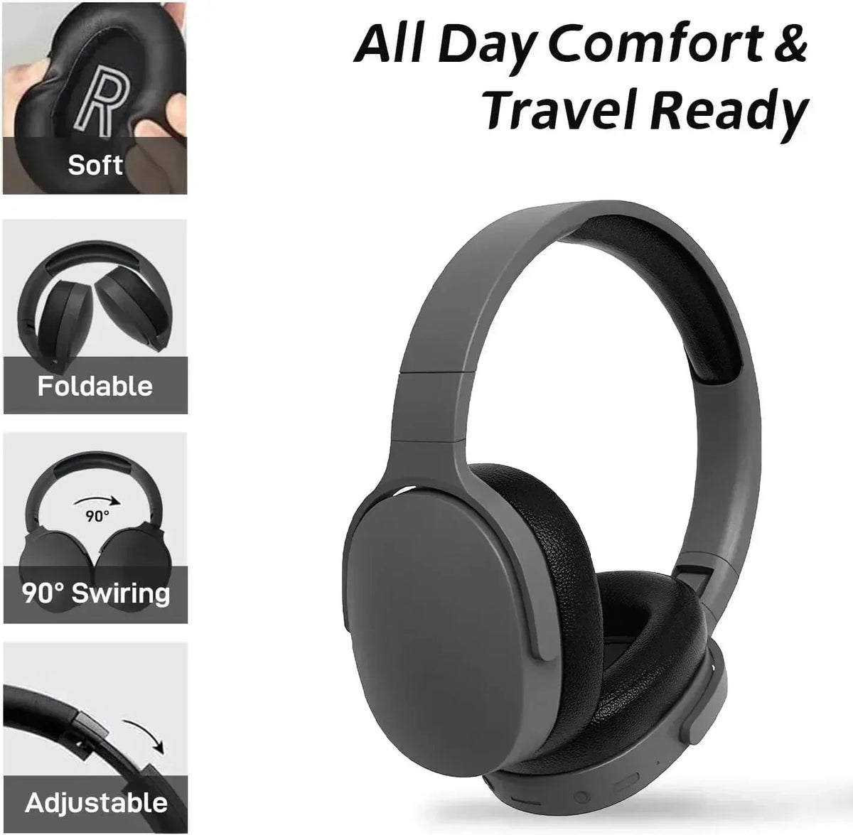 #P2961 Wireless Bluetooth 5.3 Headphones Over Ear Hifi Stereo Headset - Snagva