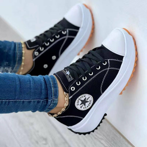 Snagva Flat Lace-Up Canvas Sneakers – top view of shoe pair