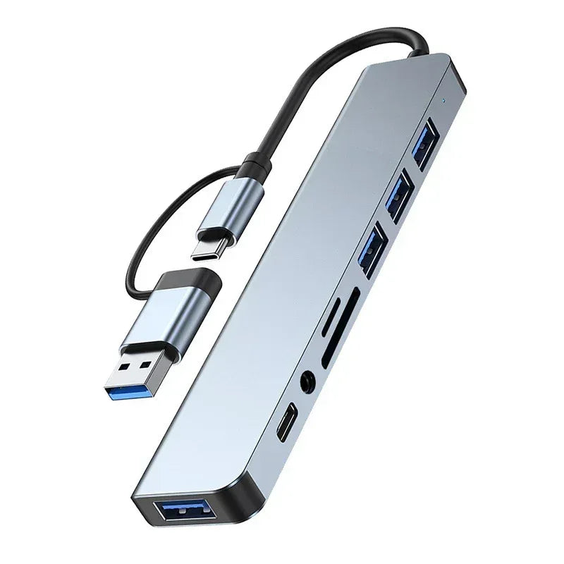 8 in 2 USB +Type C HUB Docking Station with 3.5mm Audio Jack Adapter - Snagva
