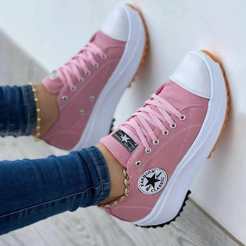 Snagva Flat Lace-Up Canvas Sneakers – color options display