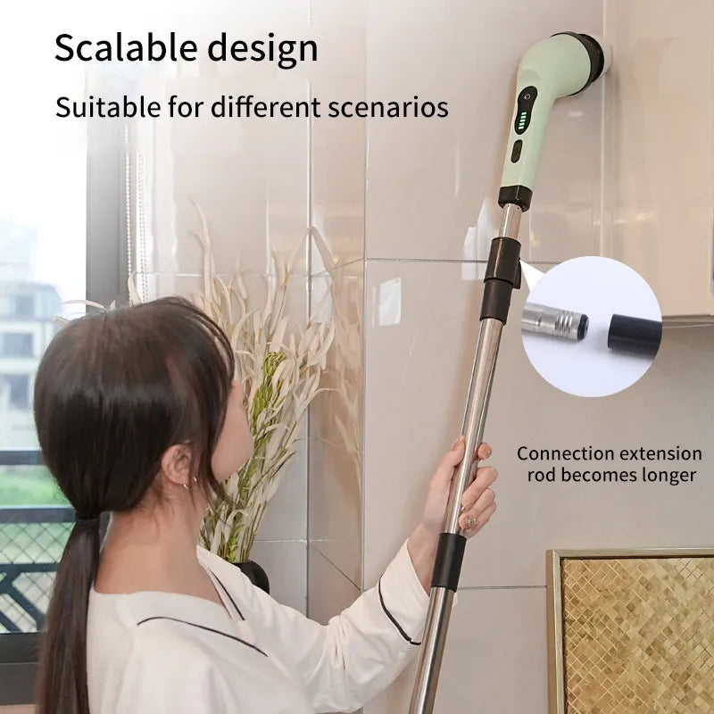 Snagva Wireless Electric Cleaning Brush – in use on bathroom tile