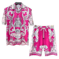 Men vacation casual beach shorts set