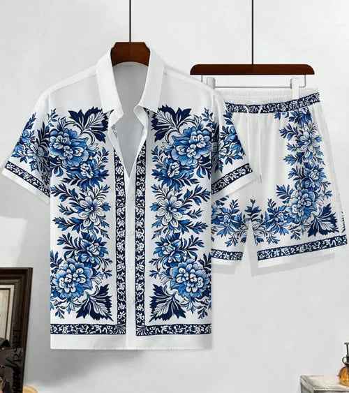 Hawaiian resort wear men beach shorts set