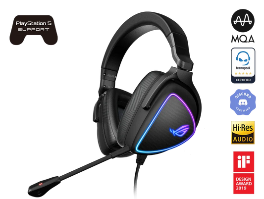 ASUS ROG Delta S lightweight USB-C gaming headset with RGB lighting and noise-canceling microphone