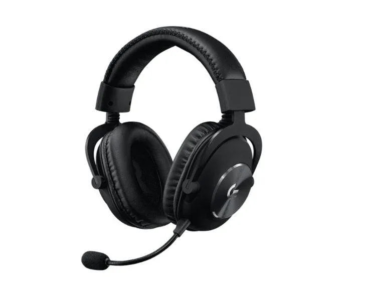 LOGITECH PRO X Gaming Headset with Blue Voice Technology in black with adjustable microphone and padded ear cups