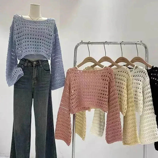 Boho Crochet Knit Crop Top for Summer Beach