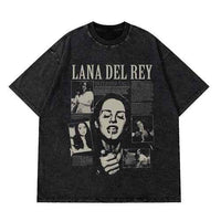 Gothic Rose Letter Print Vintage Washed Oversized T-Shirt