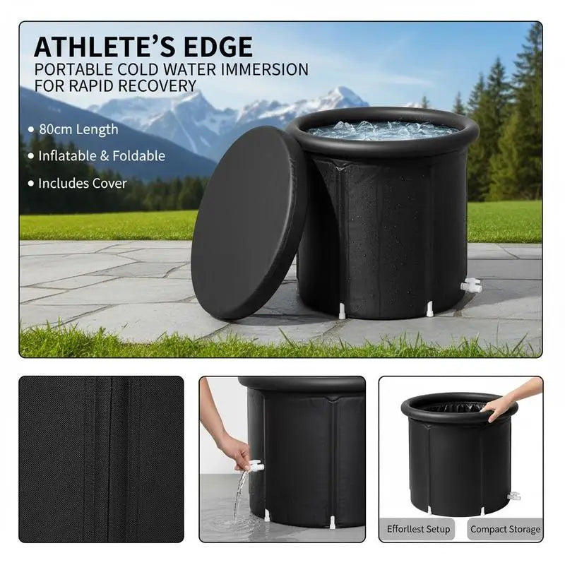 Foldable portable cold water immersion tub with cover