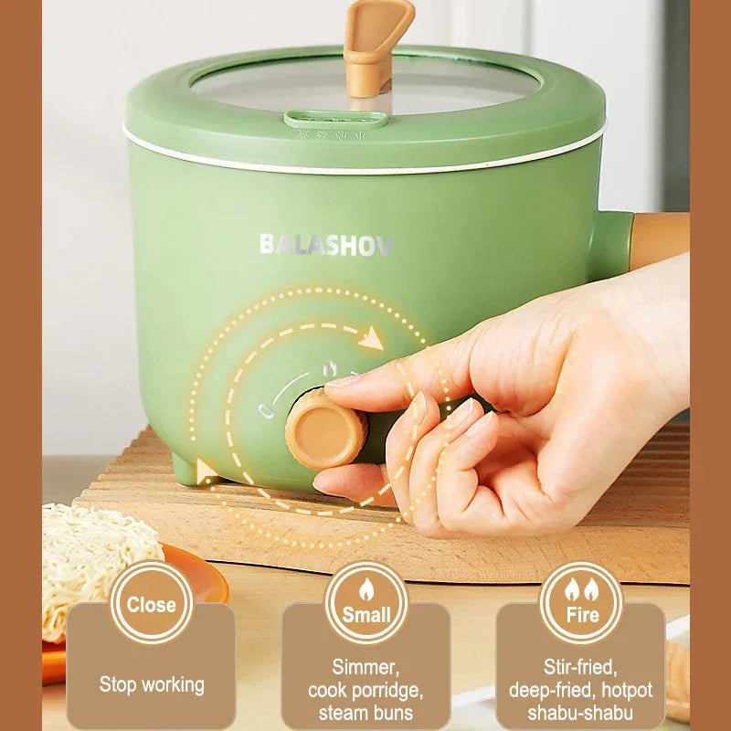 Top view of electric cooker pot showing the non-stick interior surface.