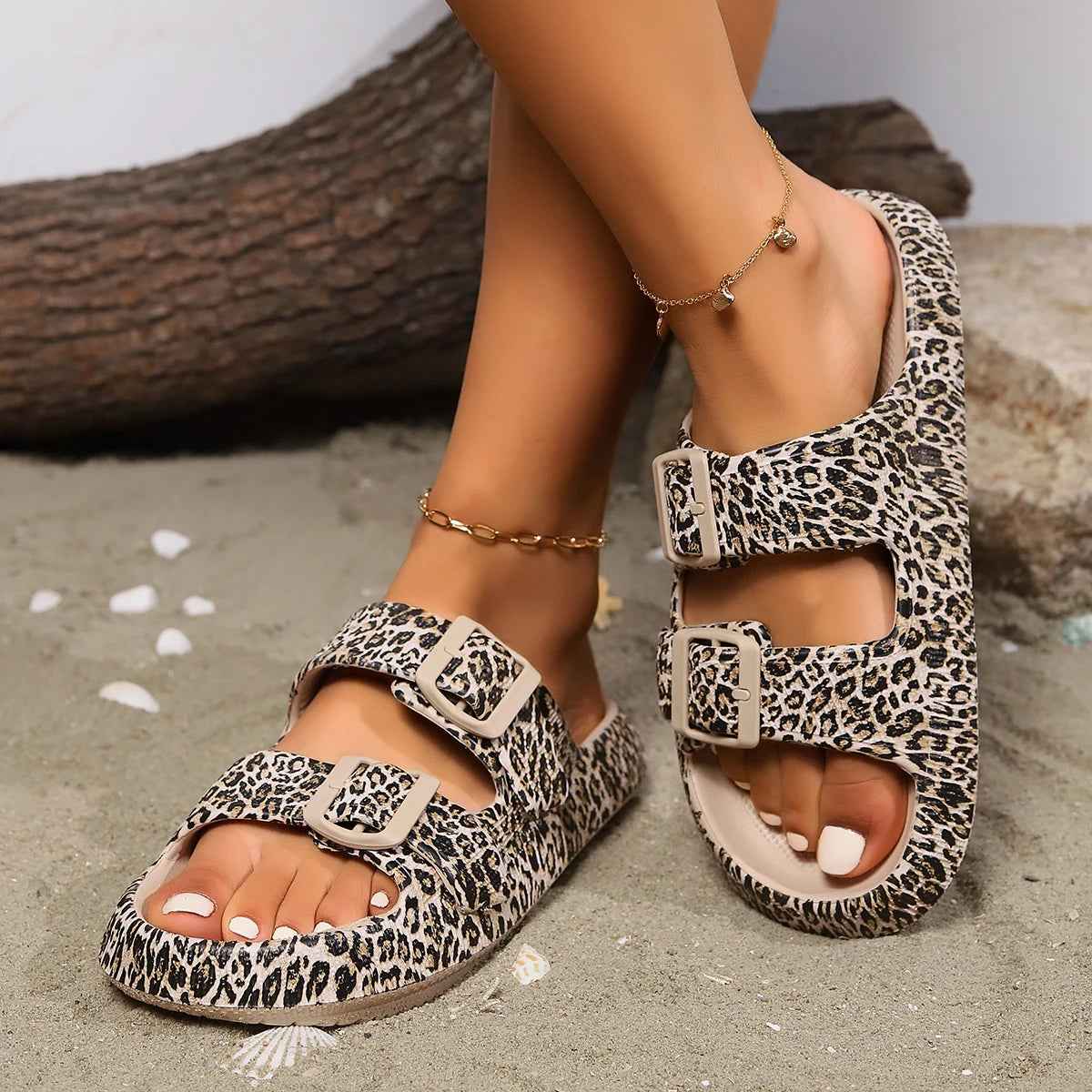 Summer Women Comfort Leopard Soft Thick-Soled Slippers