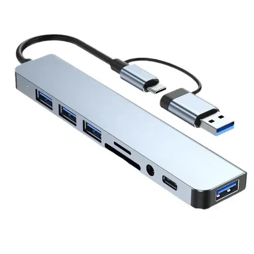 8 in 2 USB +Type C HUB Docking Station with 3.5mm Audio Jack Adapter - Snagva