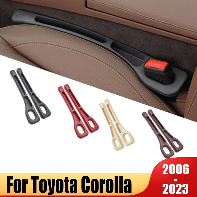 Black and red polyurethane sealing strips displayed on grey surface for car seat crevice filling