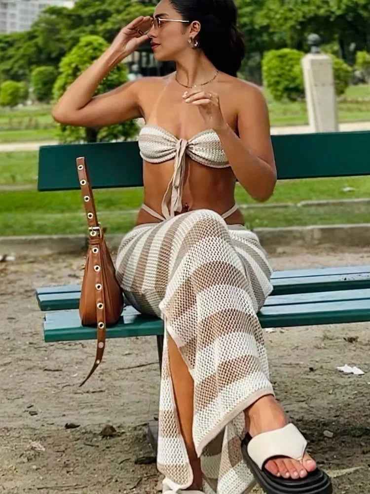 Crochet two Piece swimwear cover up