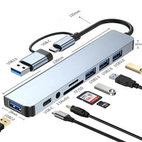 8 in 2 USB +Type C HUB Docking Station with 3.5mm Audio Jack Adapter - Snagva