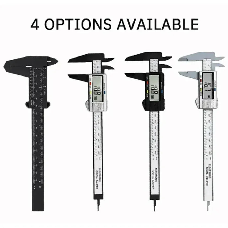 Mini digital vernier caliper with plastic body and clear LCD display for precise measurements.