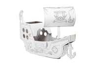 Creative Pirate ship from cardboard, outlined, DIY, white Large, 3+