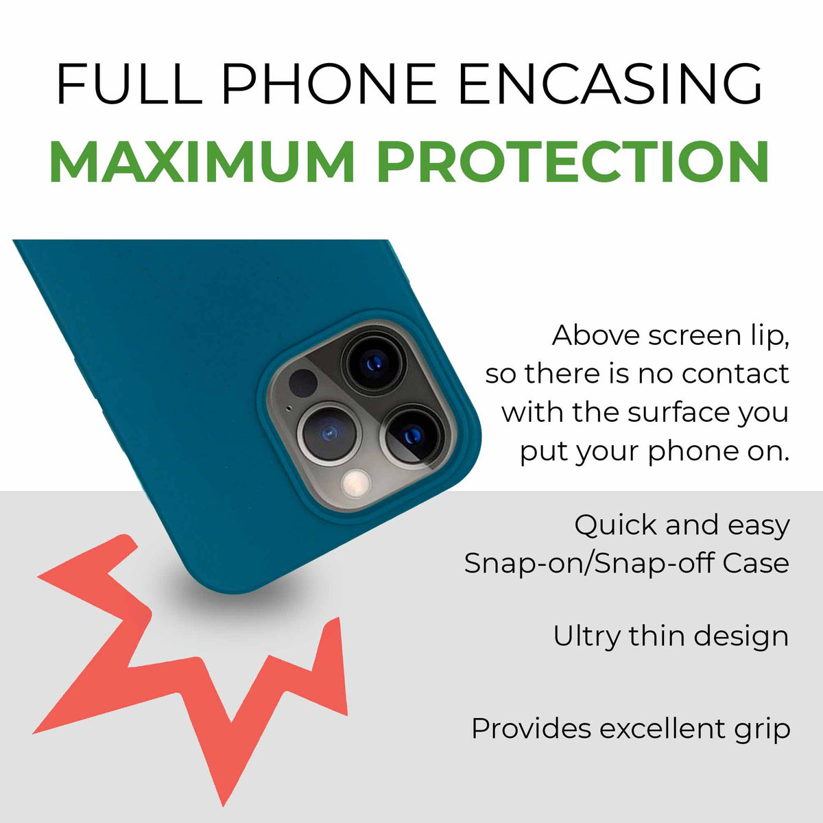 Slim Deep Blue phone case with excellent grip and sleek design shown on white surface.