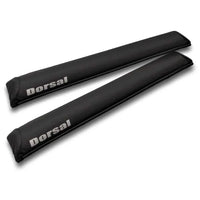 Two DORSAL Aero roof rack pads laid flat showing yellow and black surface texture.