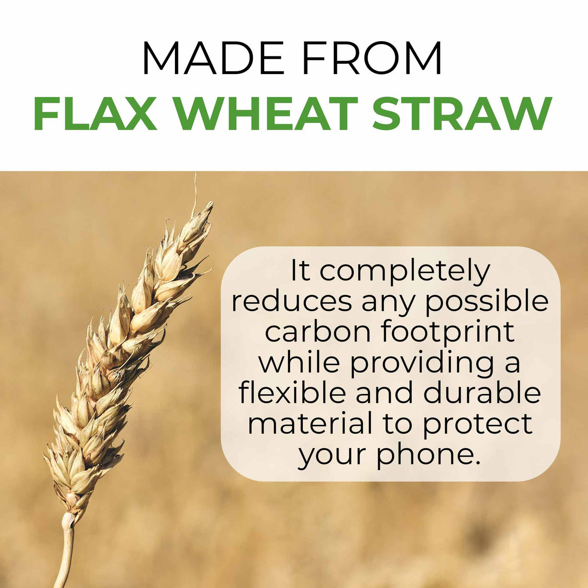 Close-up of sustainable, compostable plant-based materials used in phone case.