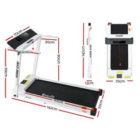 Close-up of Everfit treadmill digital LCD display and control buttons in white finish