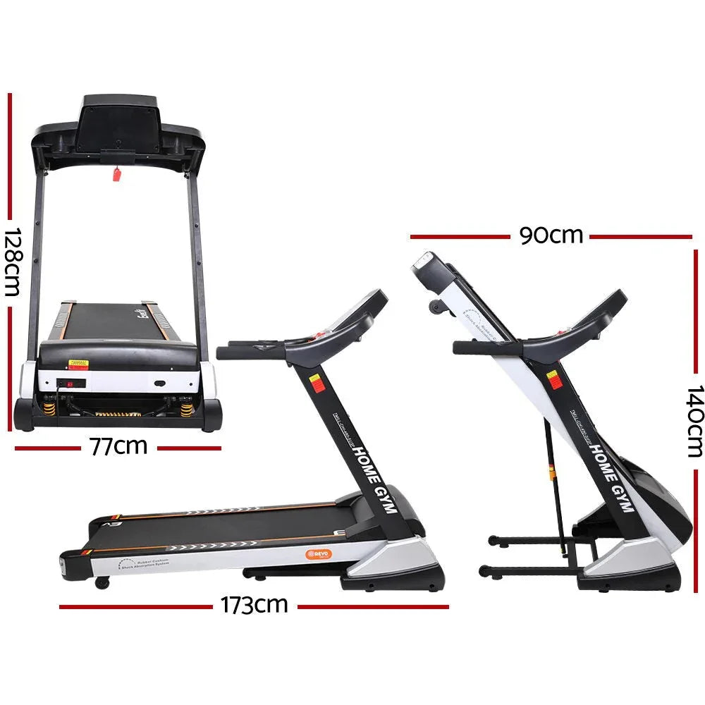 Side view of the Everfit Electric Treadmill highlighting incline feature and sturdy frame