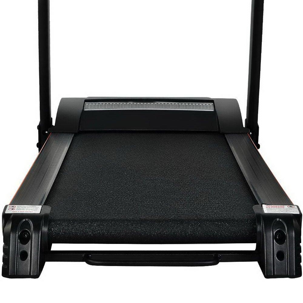 Top-down angle of treadmill running surface and side rails