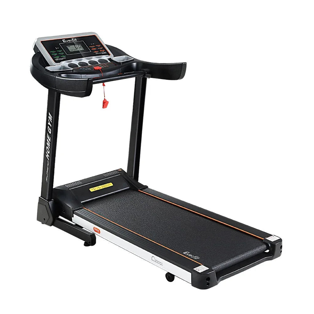 Side view of Everfit Electric Treadmill with digital control panel and safety handle