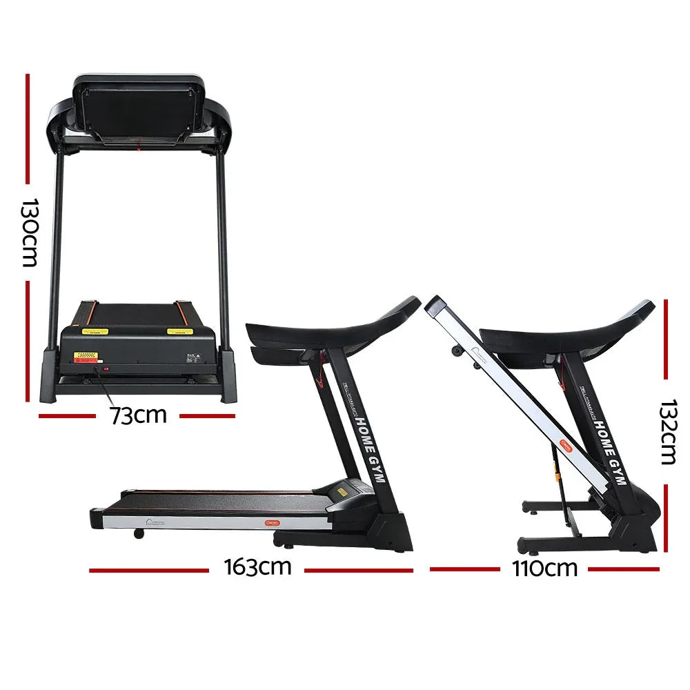 Close-up of treadmill running belt and incline mechanism