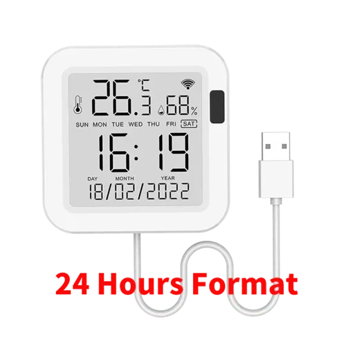 Smart sensor in hand highlighting its slim size and illuminated LCD display for real time monitoring.