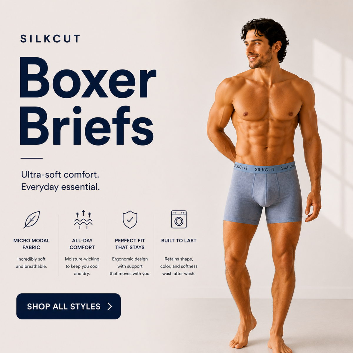 SilkCut Micro Modal Boxer Briefs - 3 Pack