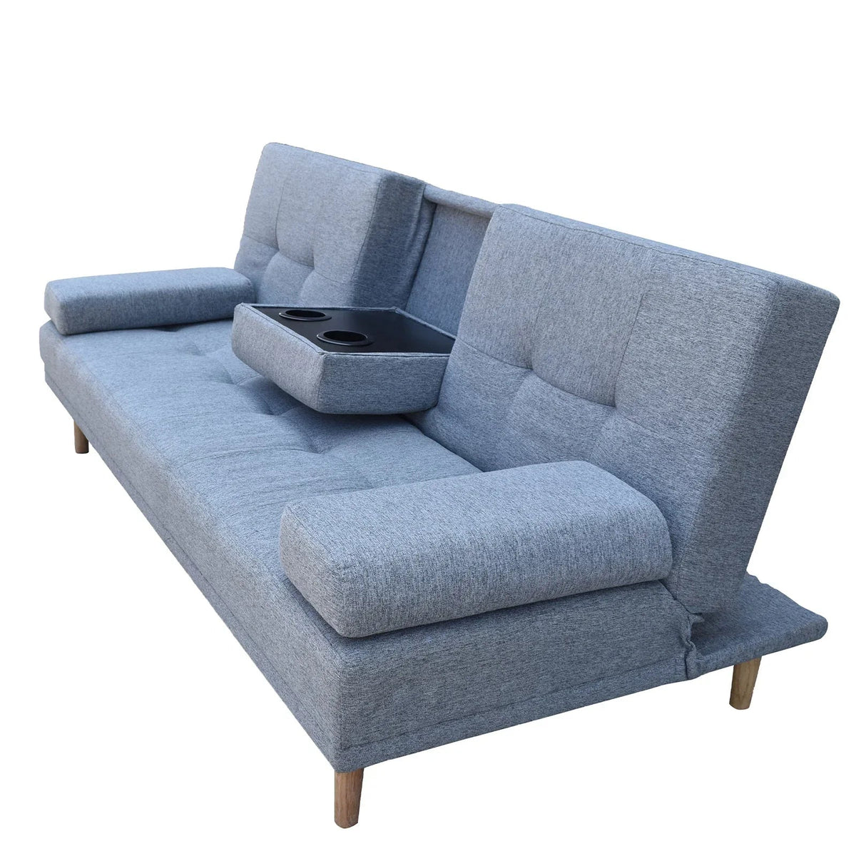 Casa Decor Mendoza 2 in 1 Sofa Bed Couch Grey Pull Down Cupholder 3