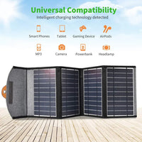Open CHOETECH solar charger with four black solar panels laid flat on a light surface.