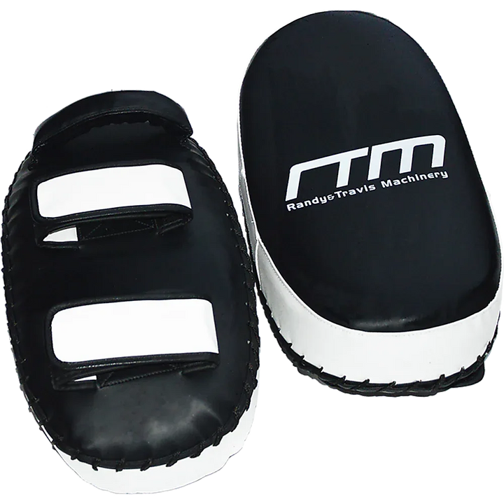 Curved MMA kickboxing pad made of rugged leather with gel foam padding