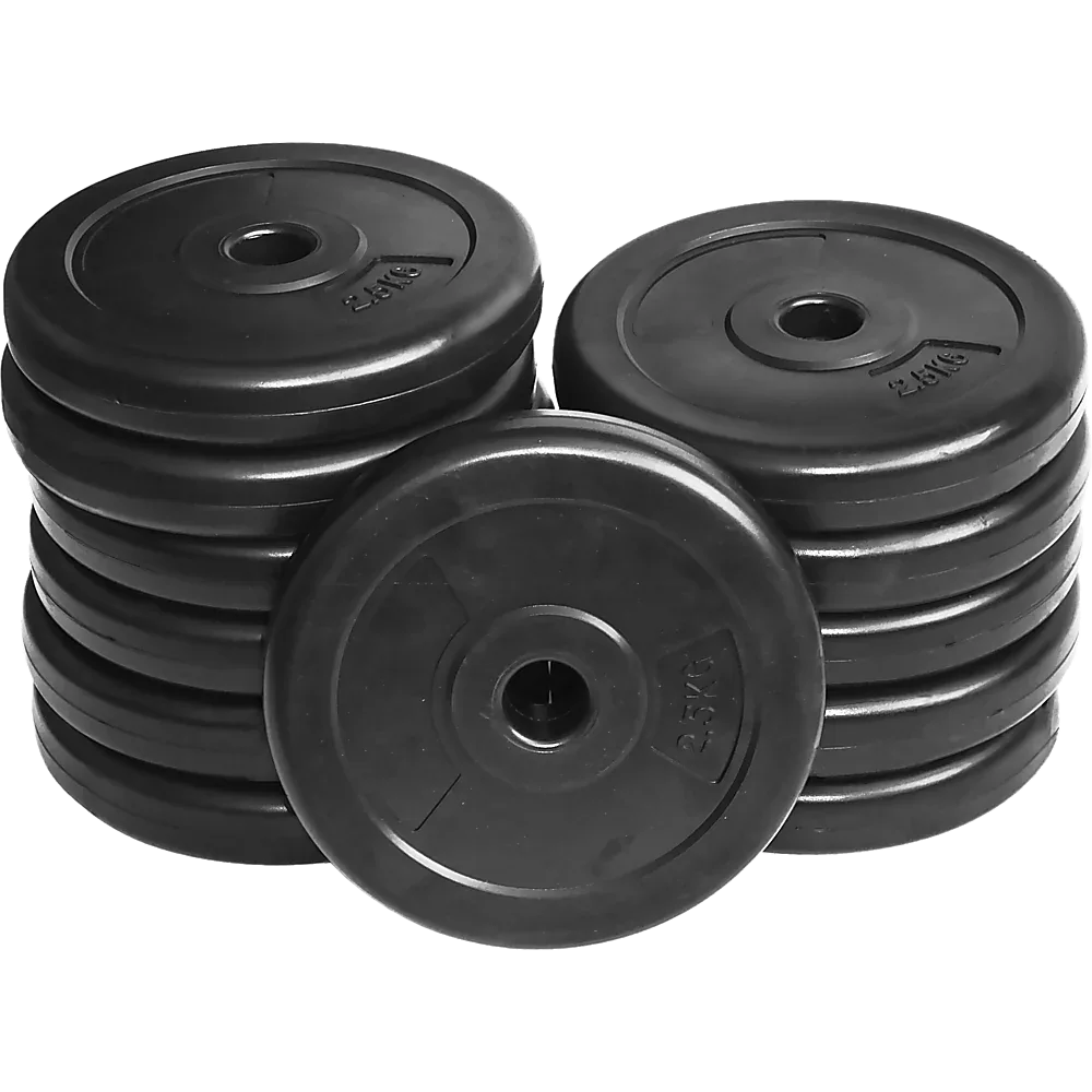 Close view of a single adjustable dumbbell resting horizontally with visible plates and handle.