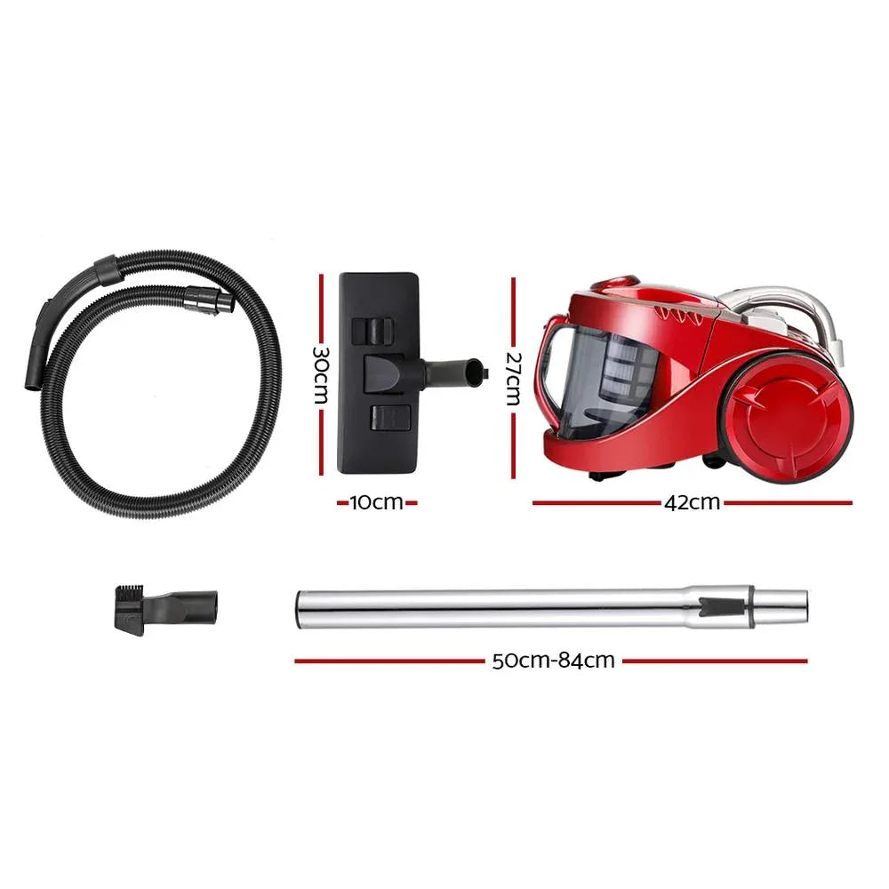 Close-up of the vacuum cleaner's cyclonic dust container and release button