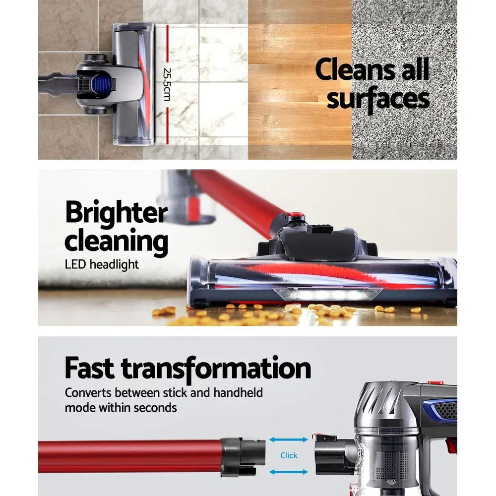 Vacuum cleaner head swiveling at 160 degrees on the Devanti handstick vacuum