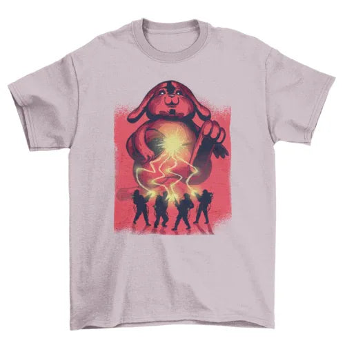 Black T-shirt featuring digital artwork of a person using virtual reality headset against a space theme.
