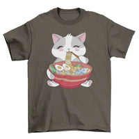 Detailed shot of cat ramen graphic with bright colors and playful illustration style.