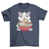 Back view of black cat ramen t-shirt highlighting the shirt’s plain design.