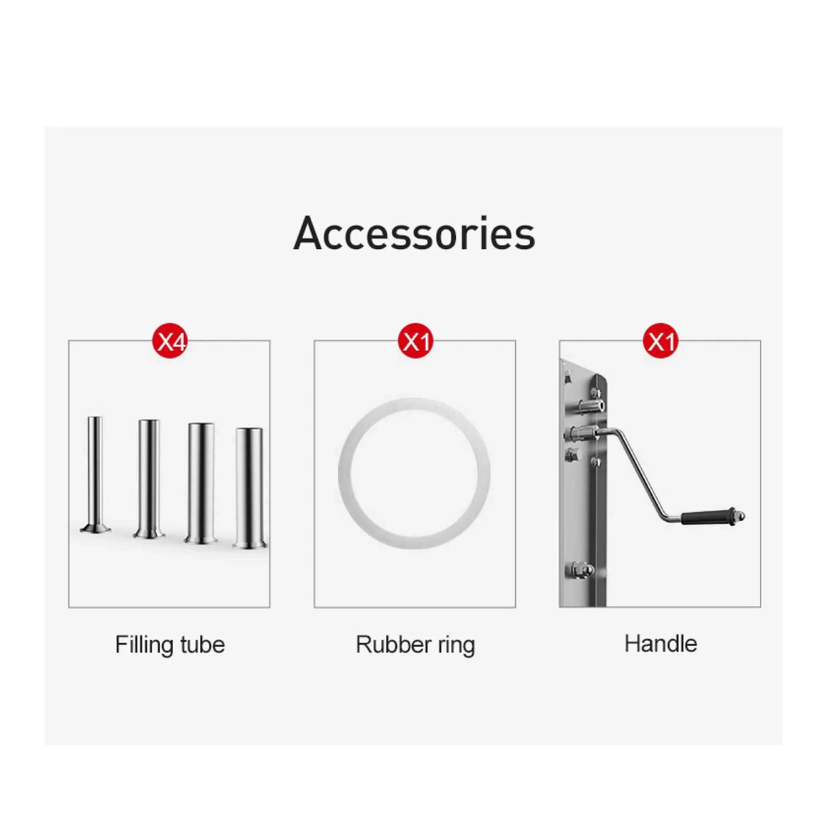 Ergonomic handle of manual sausage filler with gear mechanism and mounted clamp base.